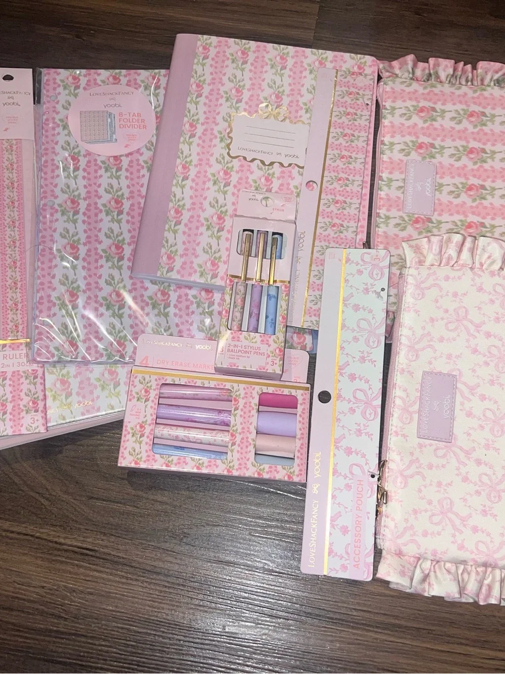 LoveShackFancy Pink Floral Home Office Binder & Stationery Set